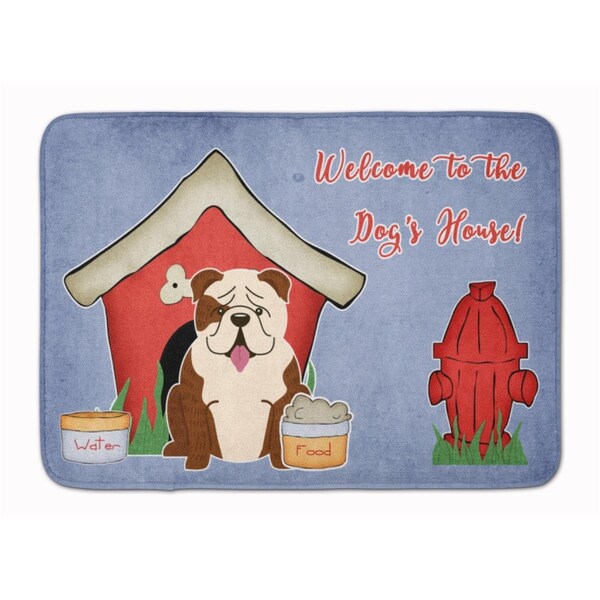 Carolines Treasures Dog House English Bulldog Brindle White Machine Washable Memory Foam Mat BB2875RUG - main